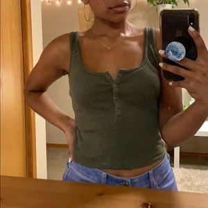 DARK GREEN RIBBED CROPPED TANK | WILD FABLE